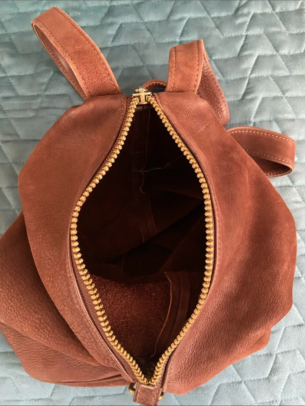 Brown Suede Leather Backpack